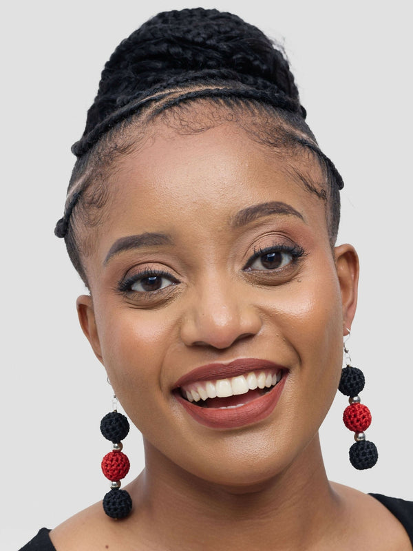 Woman wearing African jewellery
