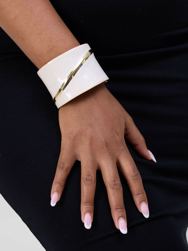 White and Gold Cuff Bracelet
