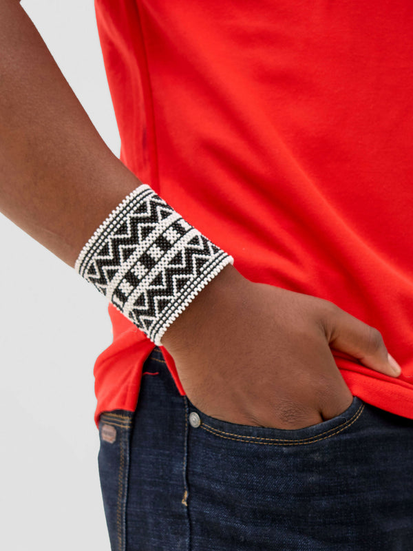 Zulu beaded wide cuff bracelet