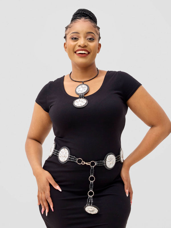 African queen wearing ceremonial beaded collar