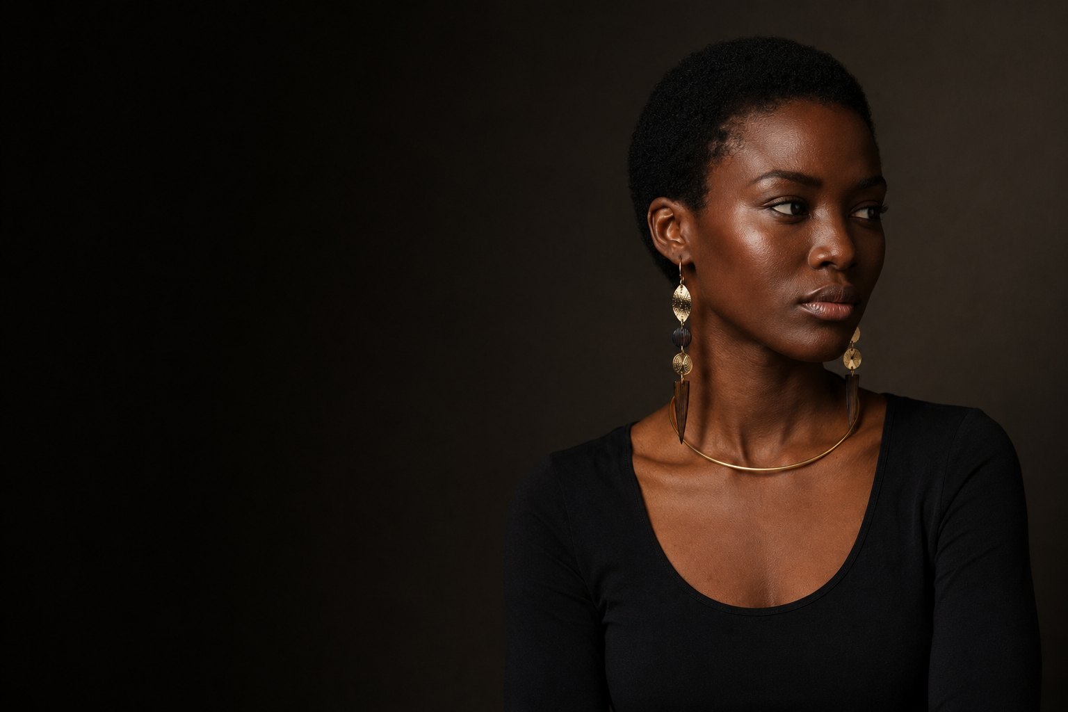Model wearing the Nyota Horn Drop Set