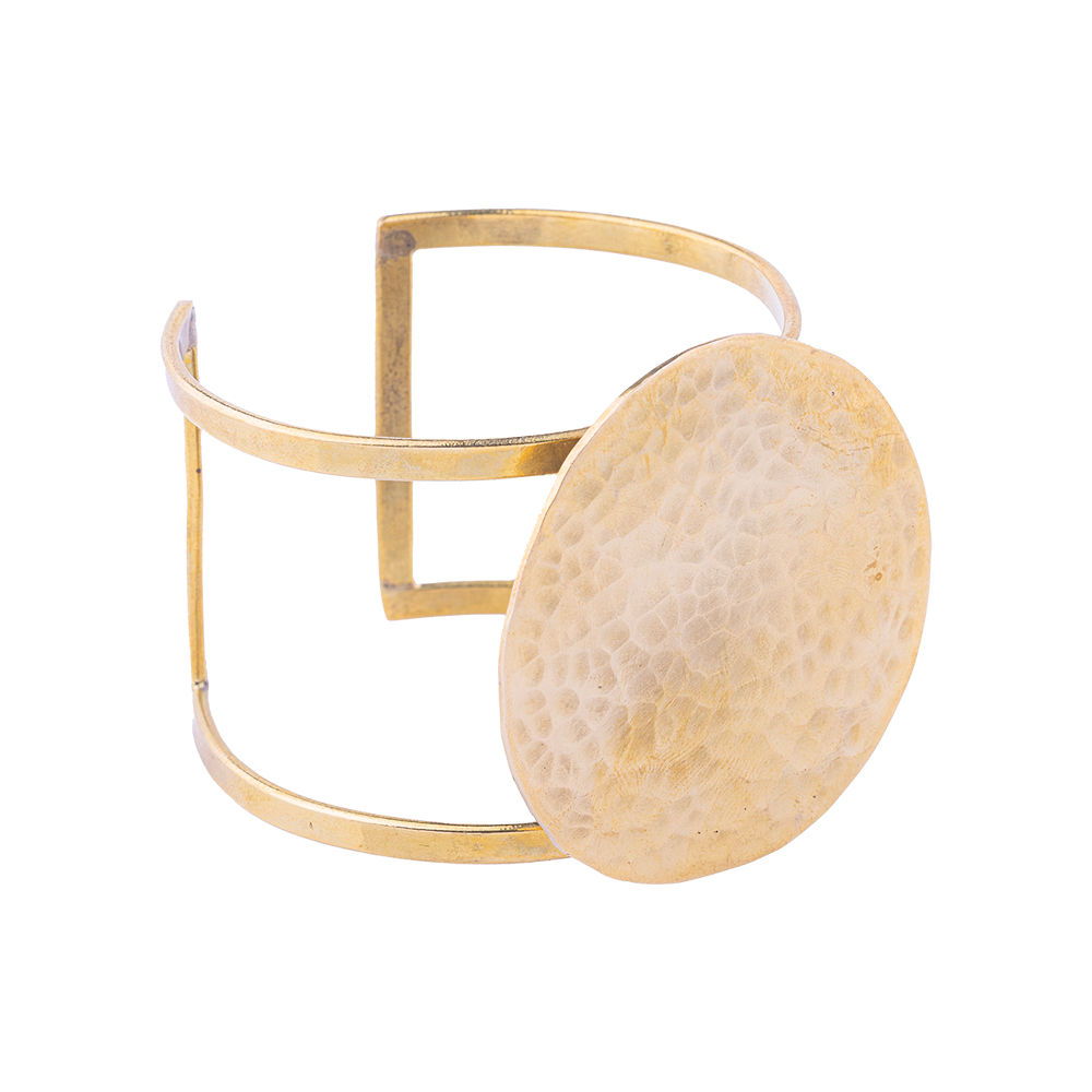 Hammered brass disc cuff